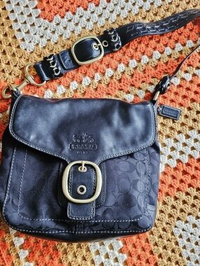Vintage Coach Bleecker Soho Y2K Shoulder Bag Black Signature Monogram 2007